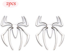 Load image into Gallery viewer, 2pcs Metal Chrome Spider Badges