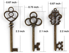 Load image into Gallery viewer, Mixed Set of 30 Large Skeleton Keys with Antique Style Bronze Brass Skeleton Castle Dungeon Pirate Keys for Birthday Party Favors, Mini Treasure Toy Gifts, Medieval Middle Ages Theme