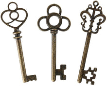 Load image into Gallery viewer, Mixed Set of 30 Large Skeleton Keys with Antique Style Bronze Brass Skeleton Castle Dungeon Pirate Keys for Birthday Party Favors, Mini Treasure Toy Gifts, Medieval Middle Ages Theme
