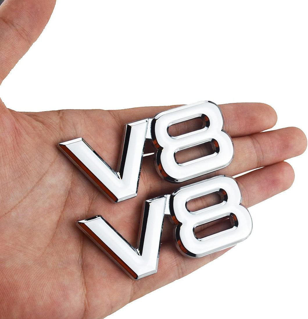 2x Metal V8 Badge Emblem